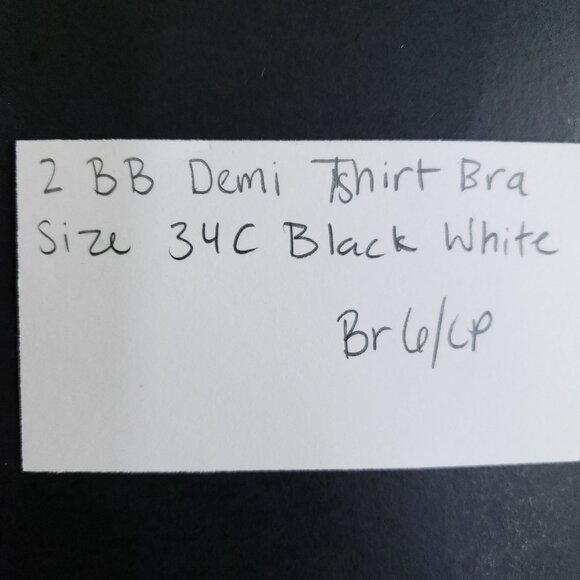 2 Bobbie Brooks Demi Tshirt Bras Size 34C Black White - Picture 11 of 11